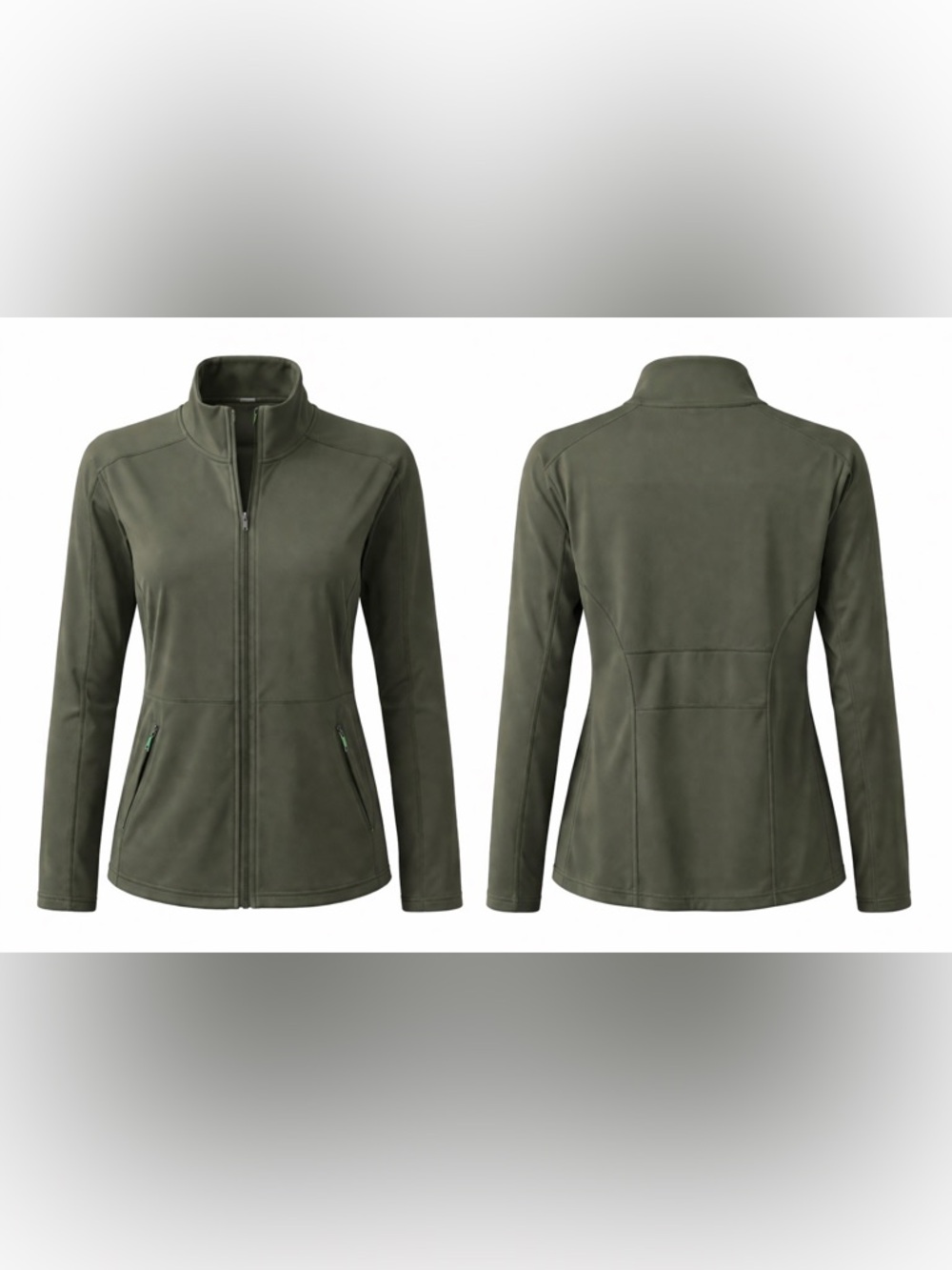 Amazon Women's Olive Utility Softshell Jacket - Full Zip